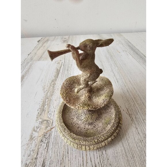 Vintage rabbit bunny fountain water village mini AS IS decor spring Easter - Picture 3 of 9